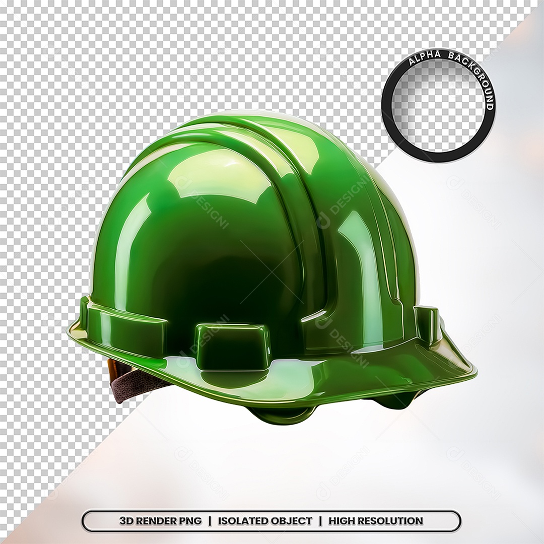 Elemento 3D Capacete de Segurança Verde Para Composição PSD