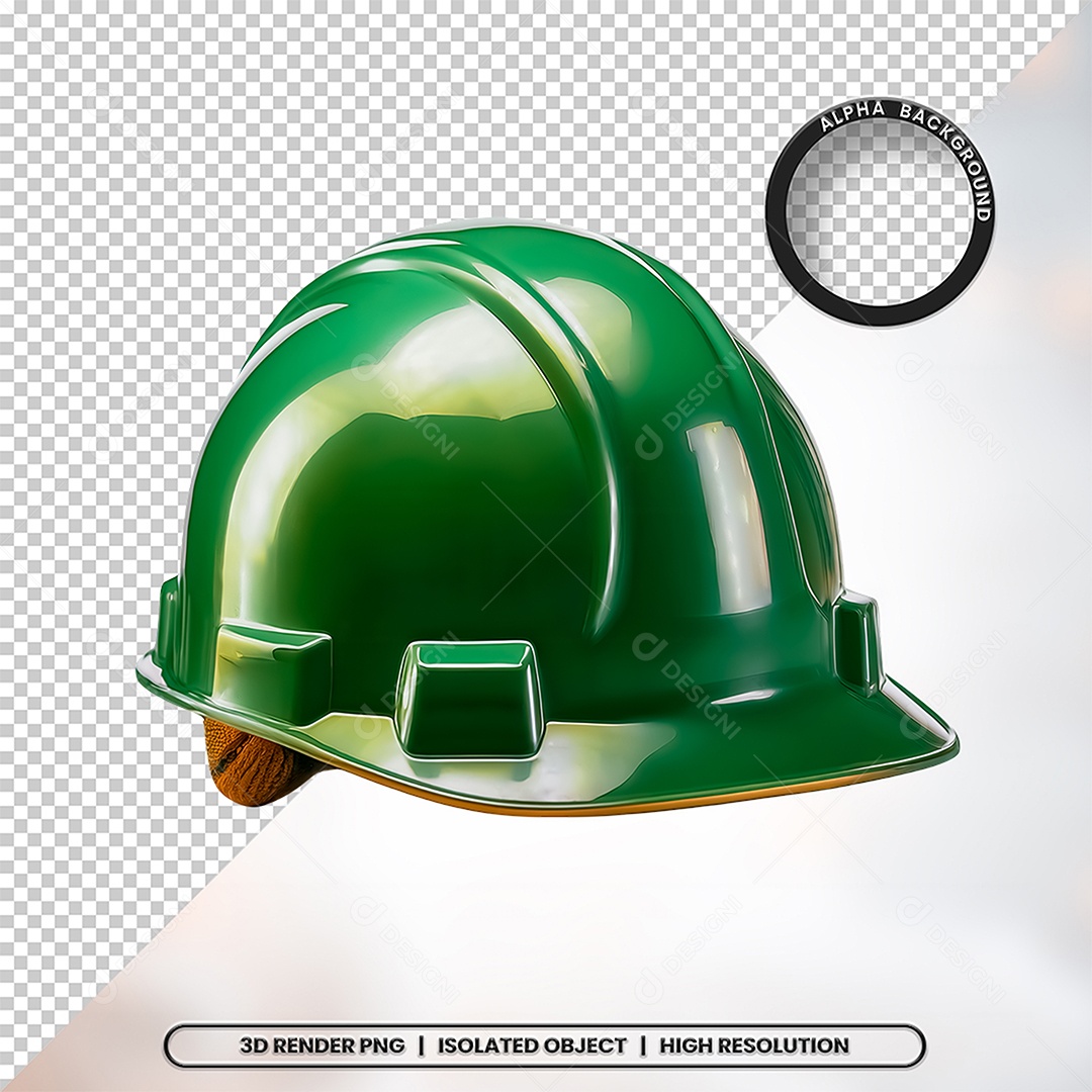Elemento 3D Capacete de Segurança Verde Para Composição PSD