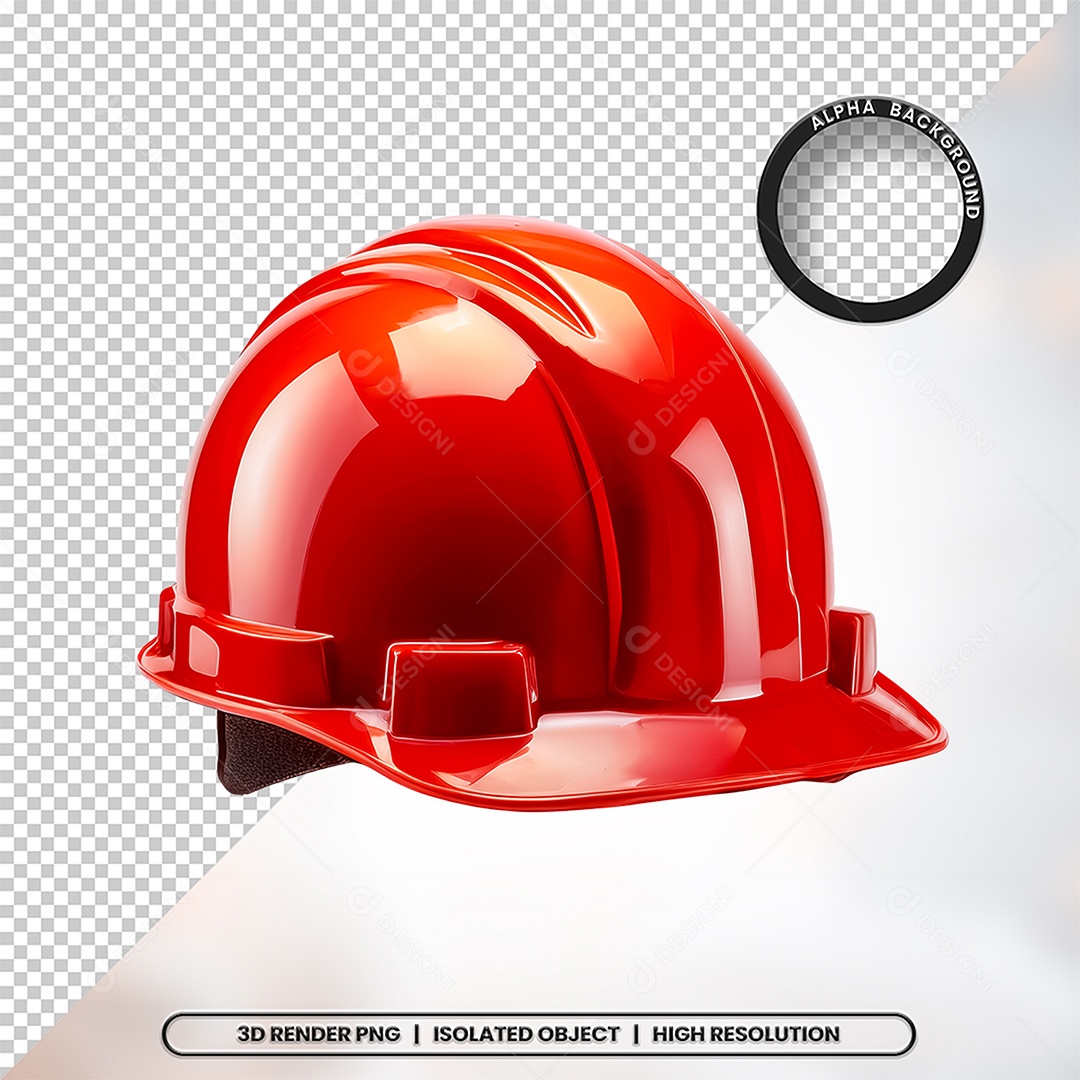 Elemento 3D Capacete de Segurança Vermelho Para Composição PSD