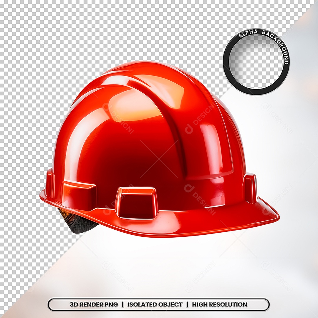 Elemento 3D Capacete de Segurança Vermelho Para Composição PSD