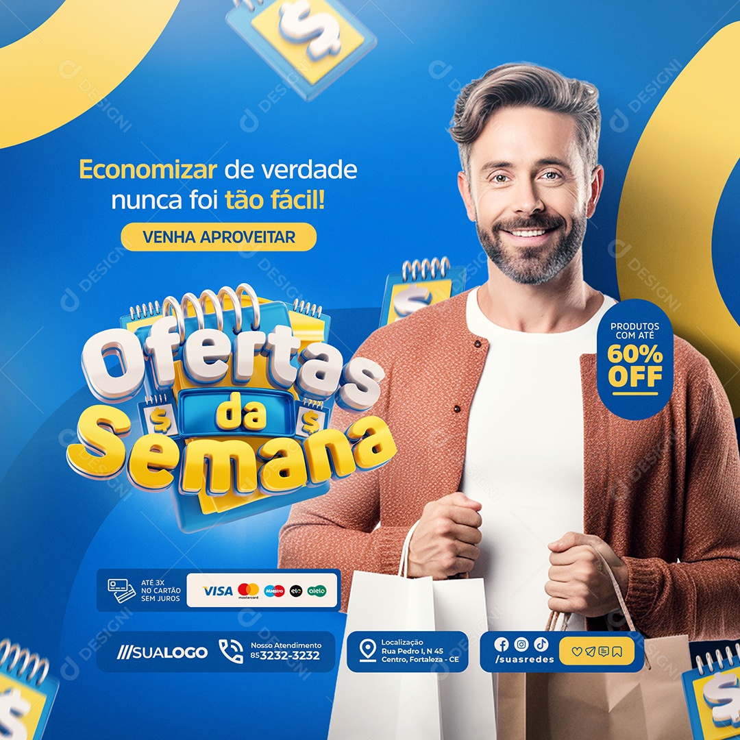 Ofertas da Semana Economizar de Verdade Social Media PSD Editável