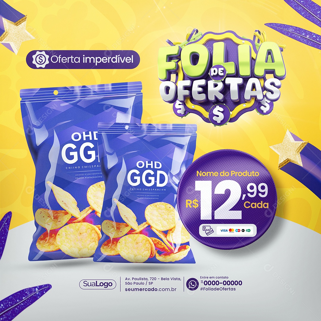 Supermercado Folia de Ofertas Oferta Imperdível Social Media PSD Editável