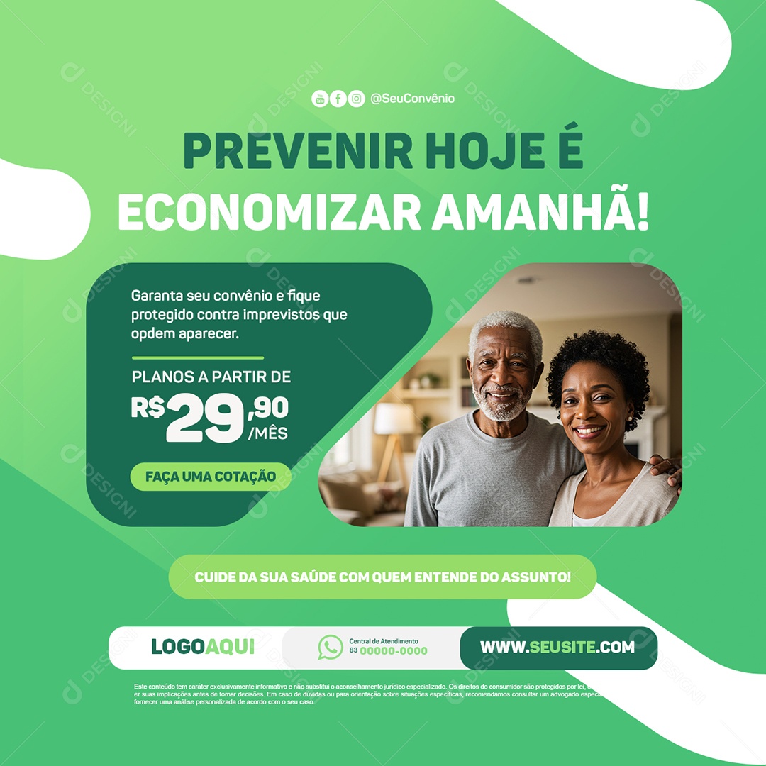 Convênio Médico Prevenir Hoje é Economizar Amanhã Social Media PSD Editável