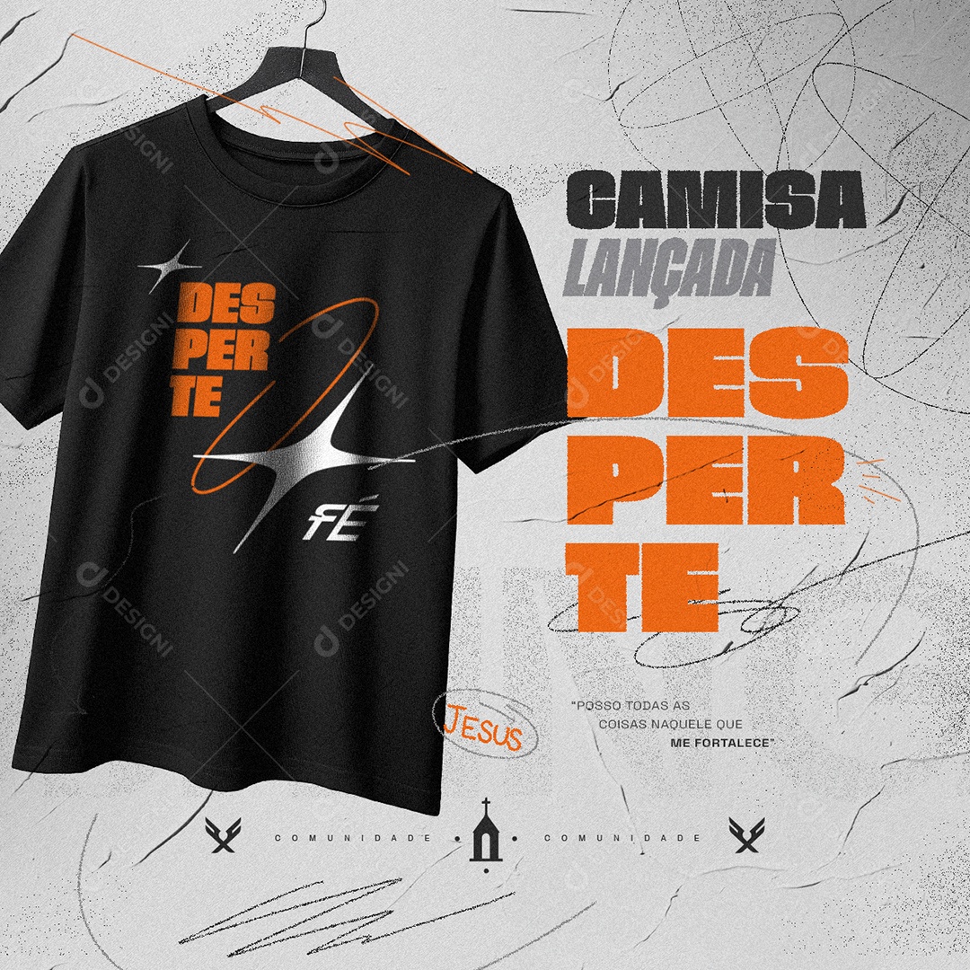 Igreja Camisa Lançada Desperte Social Media PSD Editável