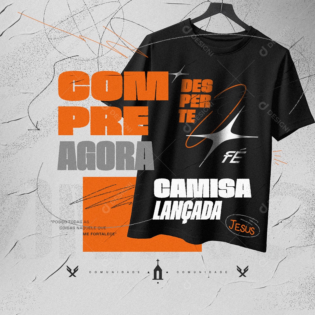 Igreja Compre Agora Desperte Fé Camisa Lançada Social Media PSD Editável