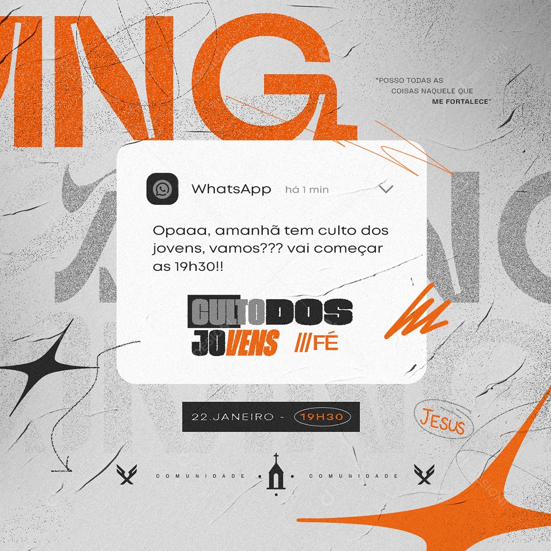 Igreja Culto Dos Jovens Fé Social Media PSD Editável