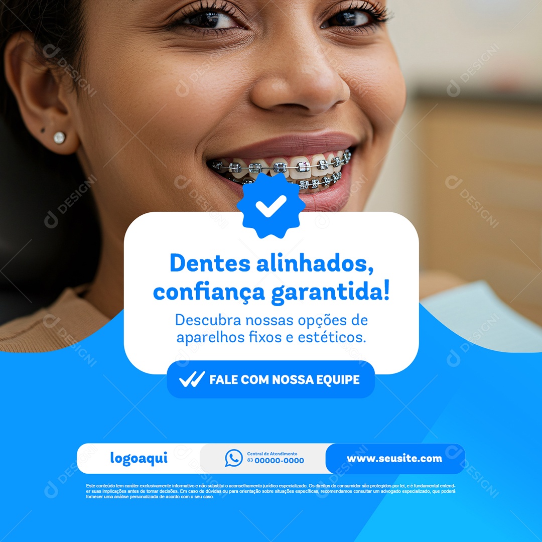 Clínica Odontológica Dentes Alinhados Confiança Garantida Social Media PSD Editável