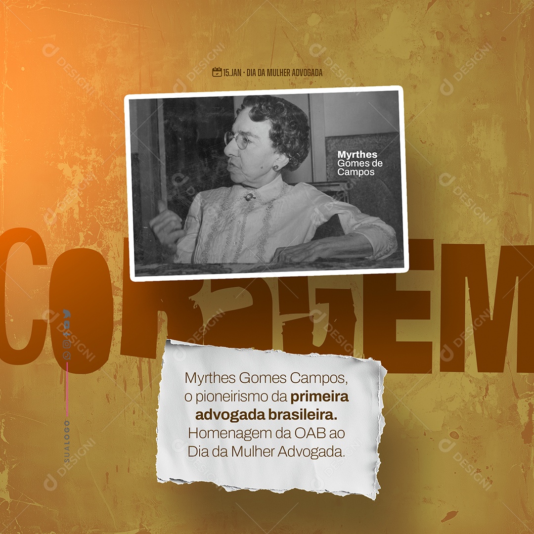 Advocacia Mulher Advogada Parabéns Por Representar a Igualdade Social Media PSD Editável