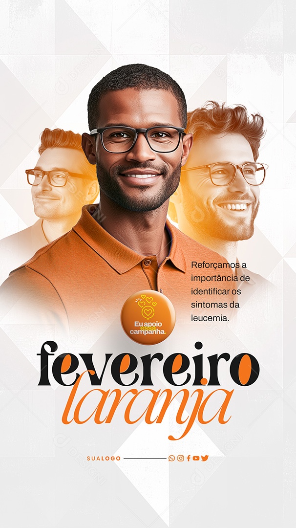 Story Fevereiro Laranja Sintomas da Leucemia Social Media PSd Editável