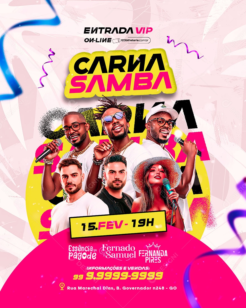 Flyer Carnaval Carna Samba Social Media PSD Editável