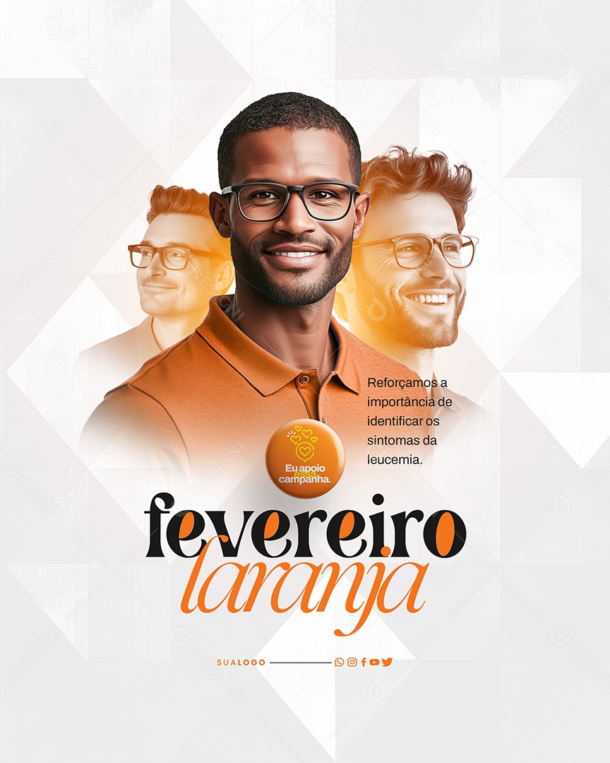 Fevereiro Laranja Importância de Identificar Sintomas Social Media PSD Editável