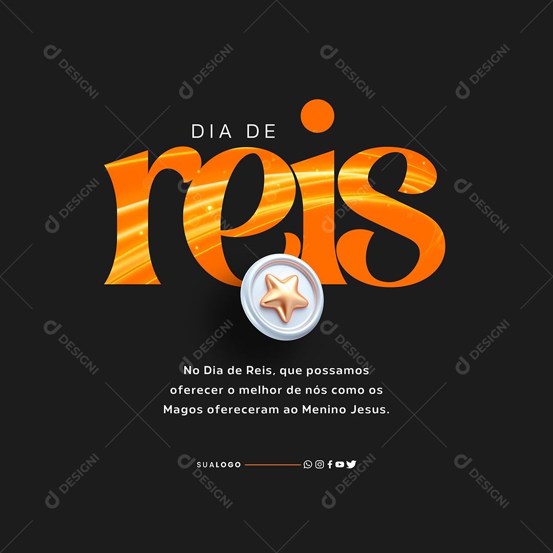 Dia de Reis 06 de Janeiro Oferecer o Melhor de Nós Social Media PSD Editável