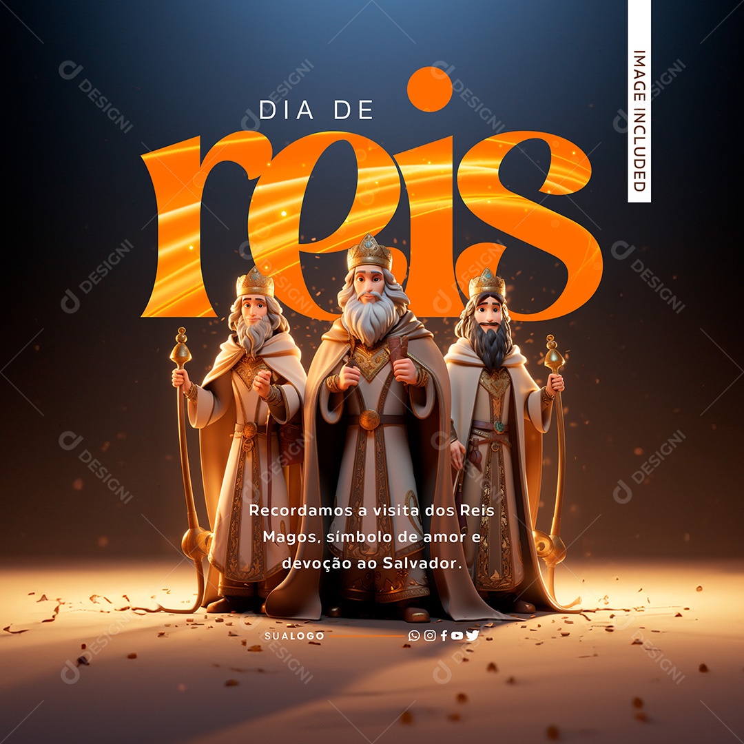 Dia de Reis 06 de Janeiro Símbolo de Amor e Devoção Social Media PSD Editável