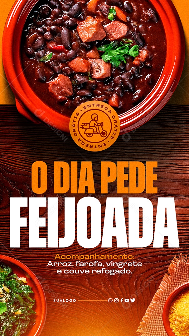 Story Restaurante Hoje Pede Feijoada Social Media PSD Editável