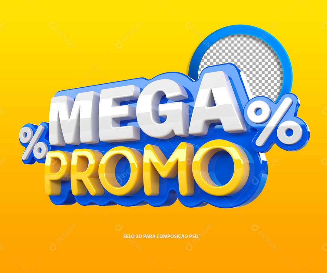 Selo 3D Mega Promoção Para Composição PSD