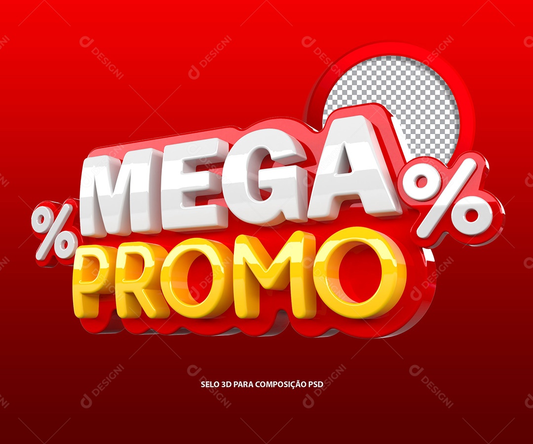 Selo 3D Mega Promoção Para Composição PSD