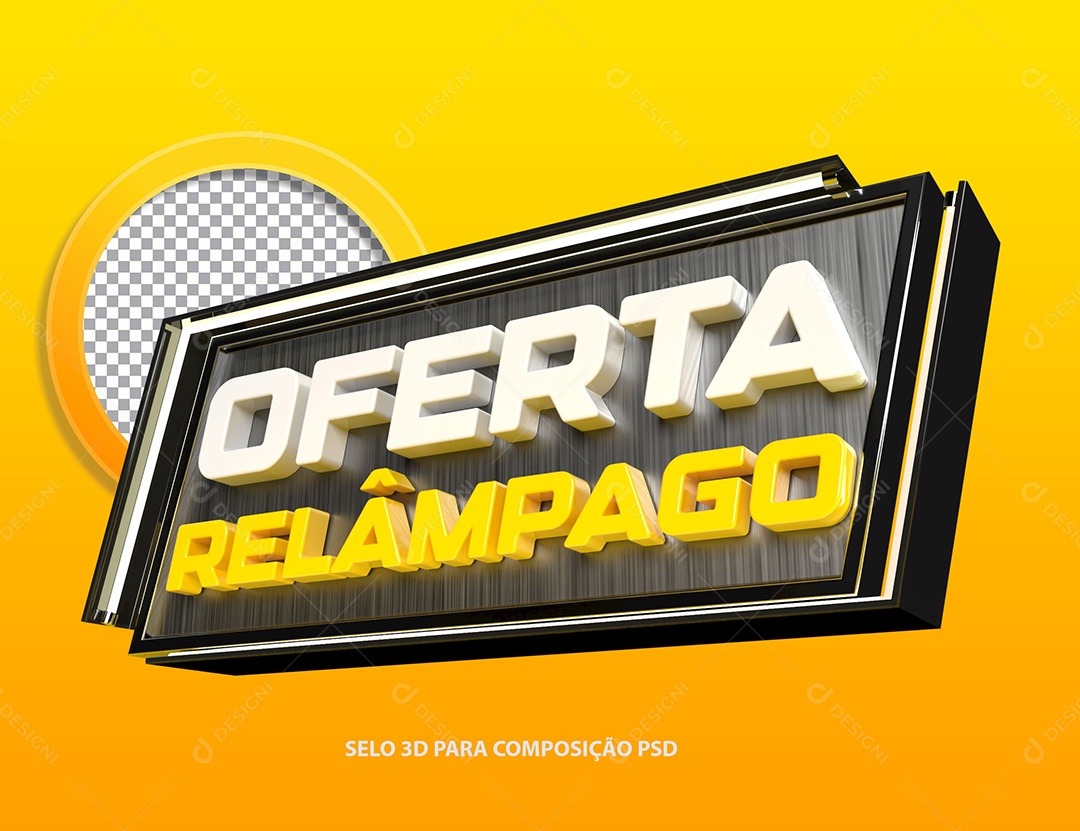 Selo 3D Oferta Relampejo Para Composição PSD