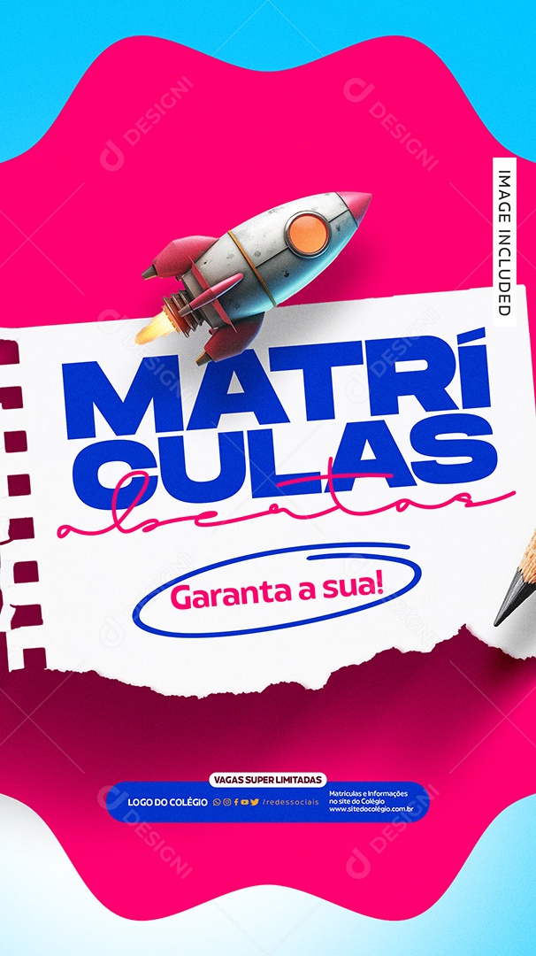Story Volta às Aulas Matrículas Abertas Garanta a Sua Social Media PSD Editável