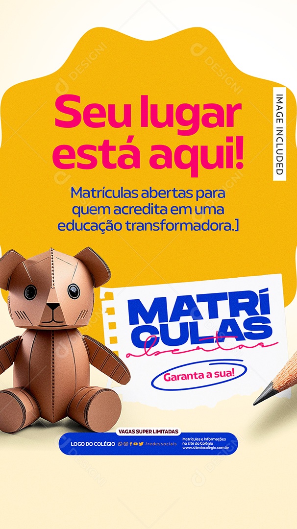 Story Volta às Aulas Matrículas Abertas Social Media PSD Editável