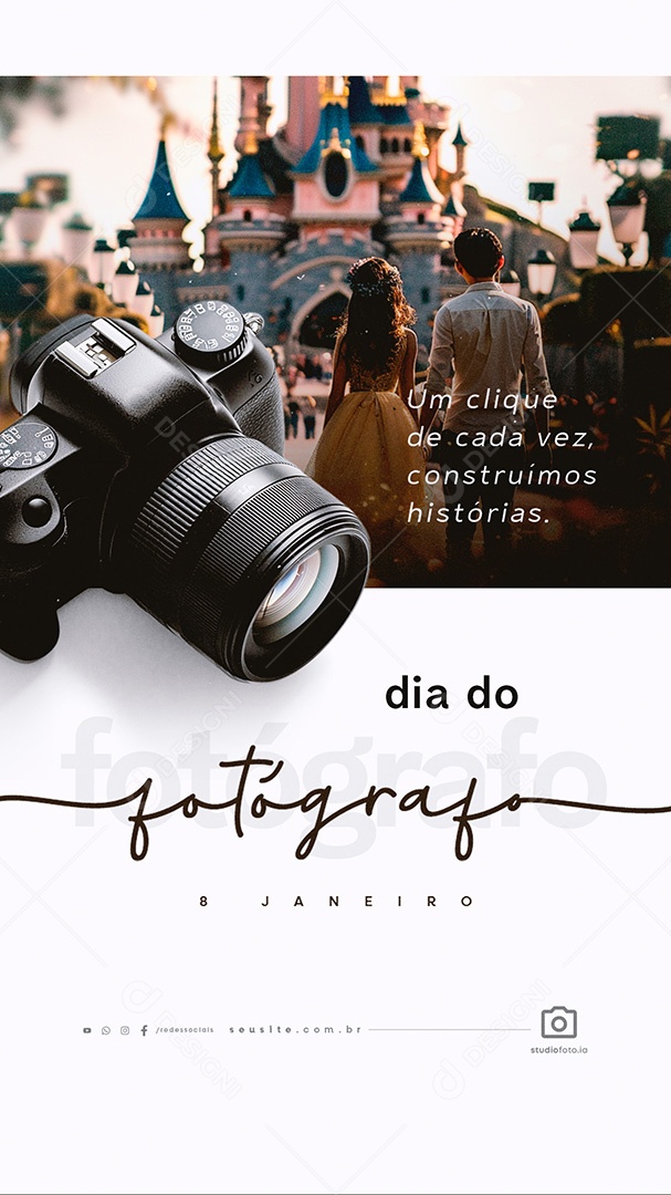 Story Dia do Fotográfo 08 de Janeiro Um Clique de Cada Vez Social Media PSD Editável