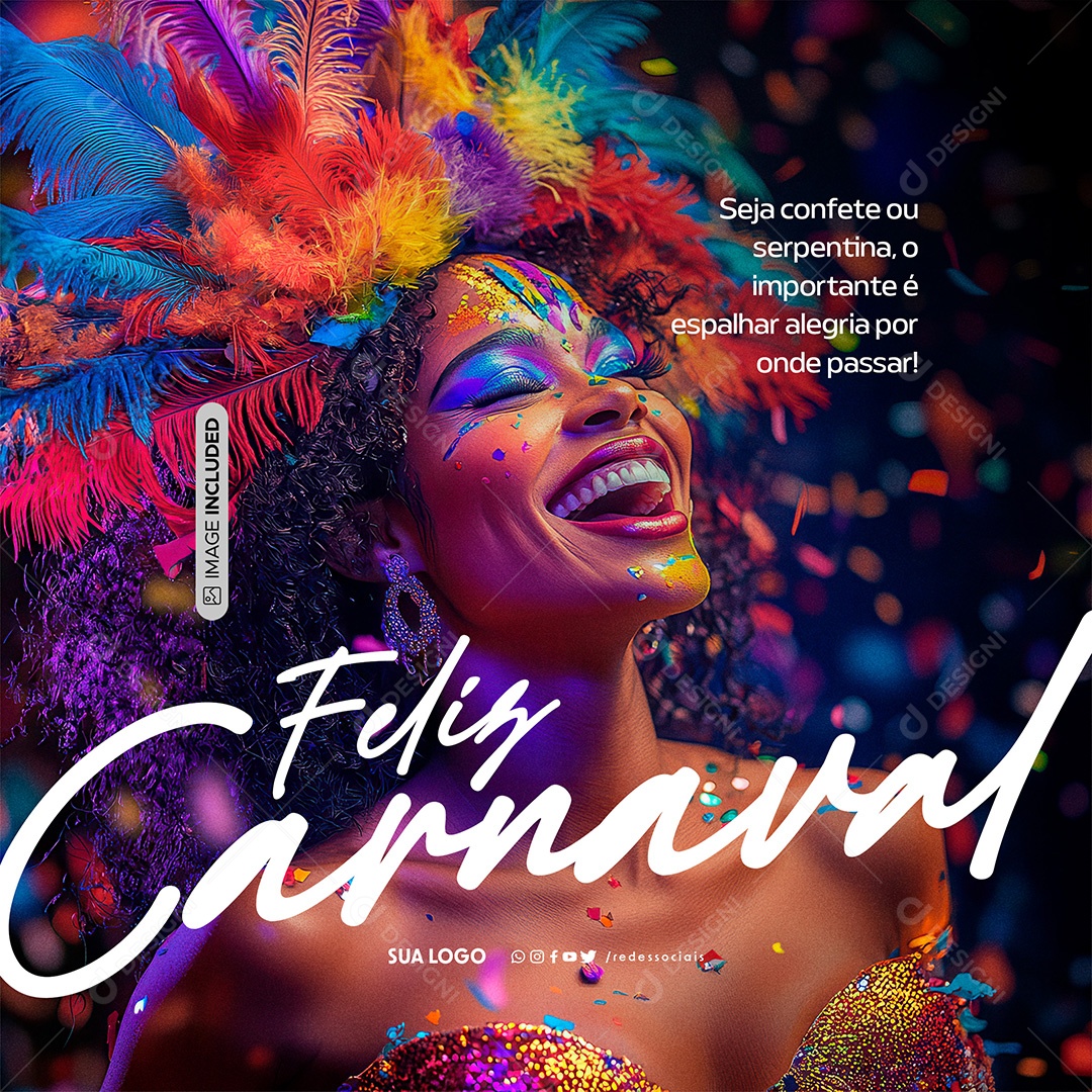 Feliz Carnaval Espalhe Alegria Social Media PSD Editável