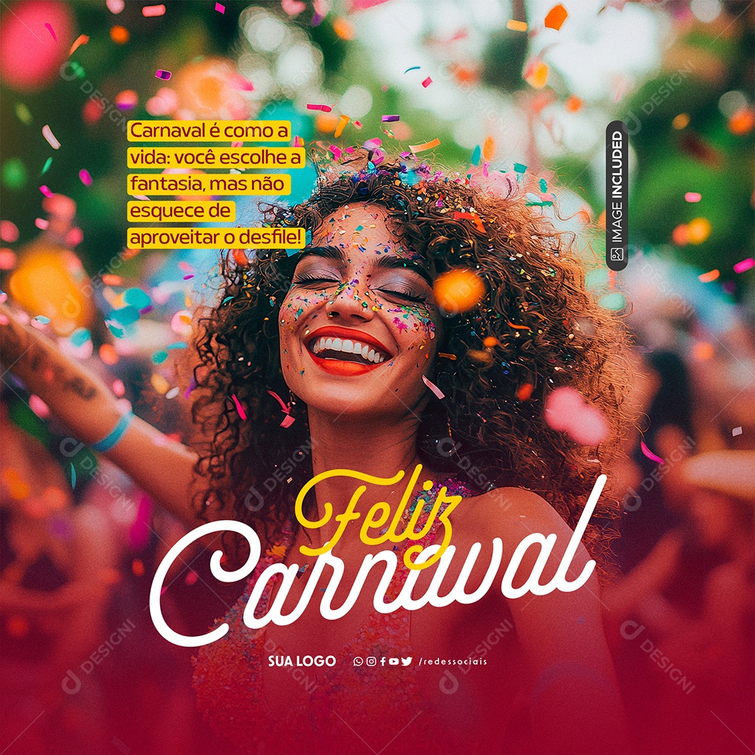 Feliz Carnaval Você Escolhe a Fantasia Social Media PSD Editável