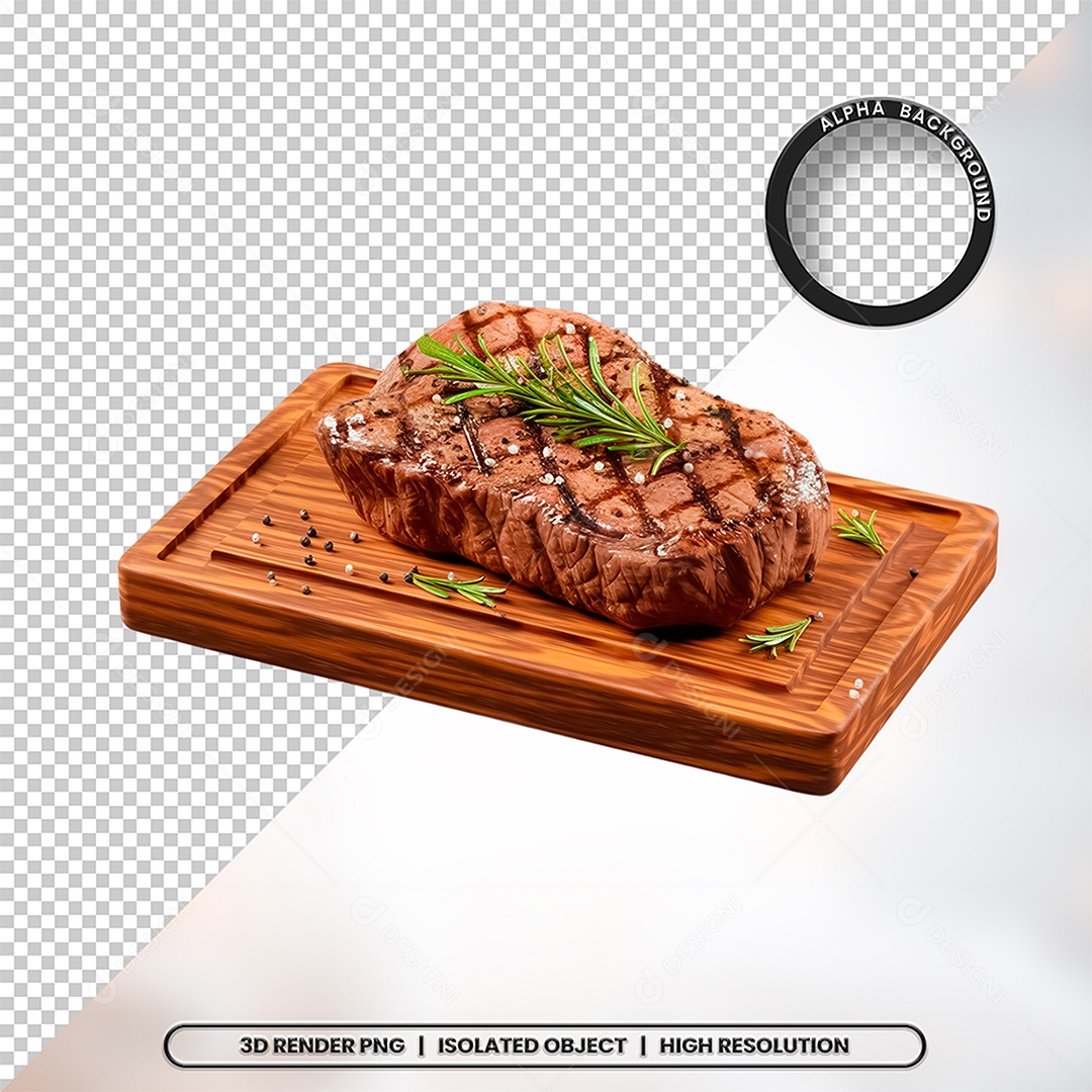 Elemento 3D Carne Assada Para Composição PSD