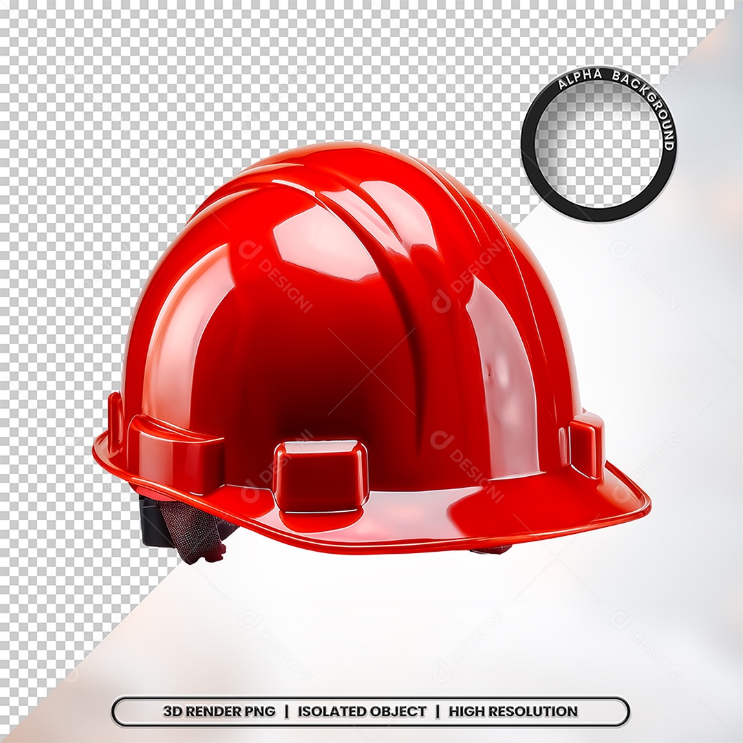 Elemento 3D Capacete de Segurança Vermelho Para Composição PSD