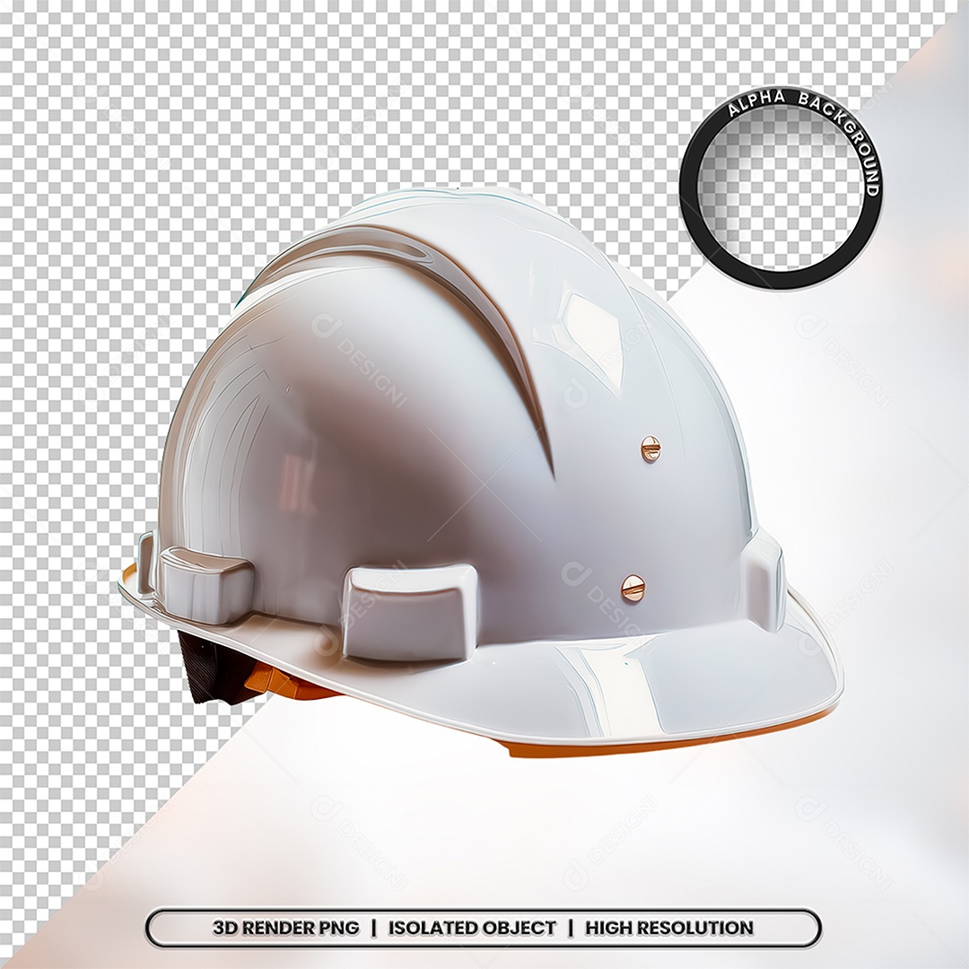 Elemento 3D Capacete de Segurança Branco Para Composição PSD