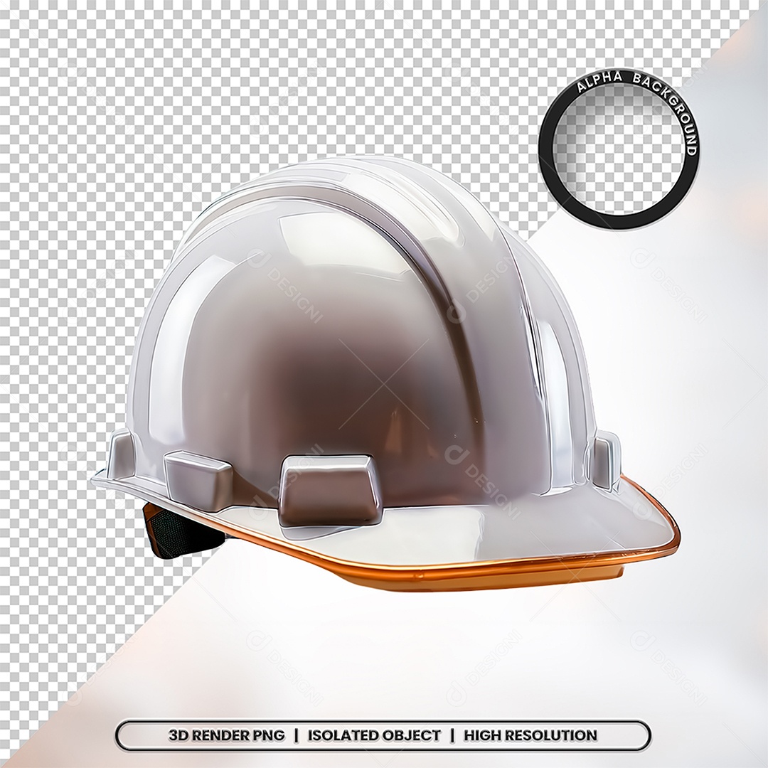 Elemento 3D Capacete de Segurança Branco Para Composição PSD