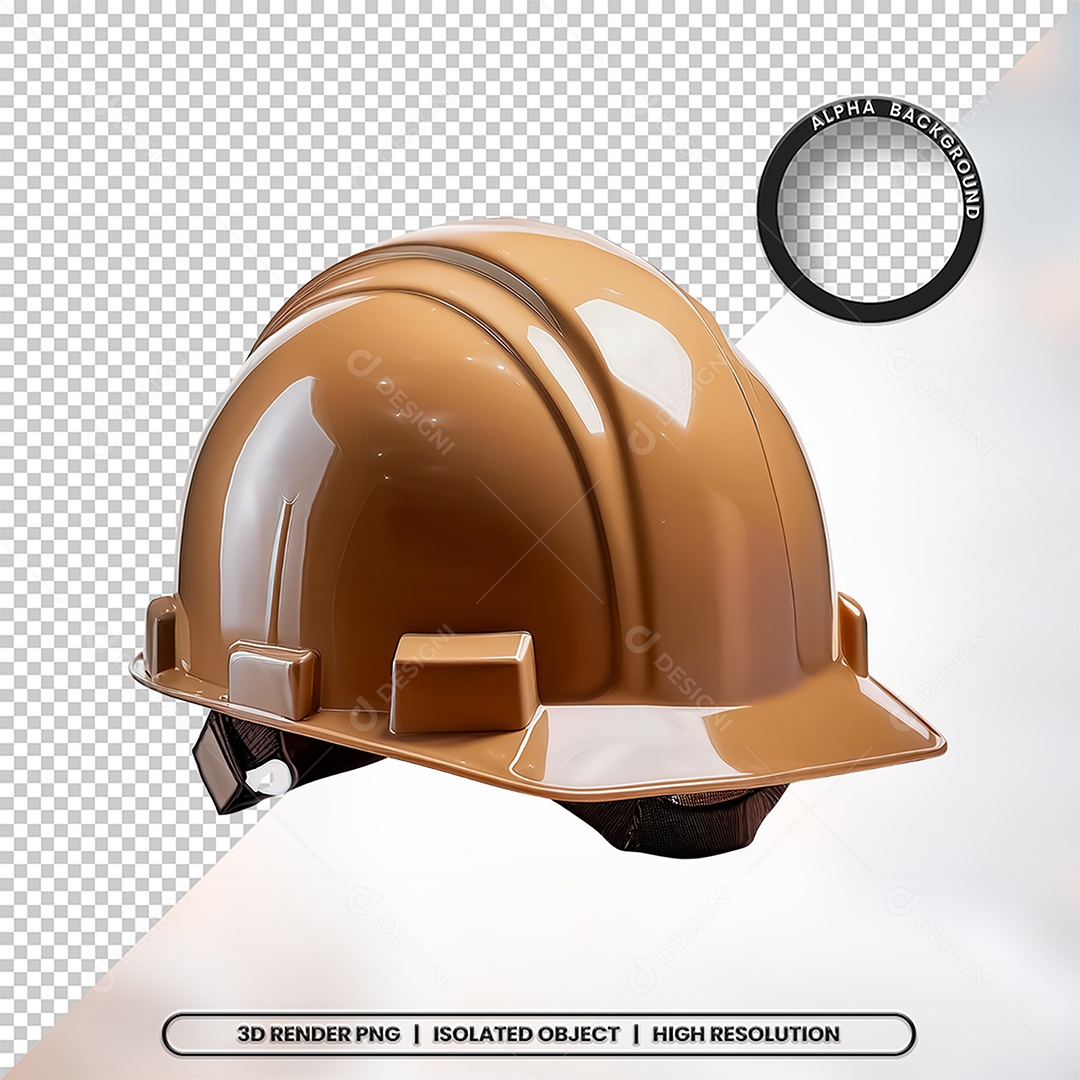 Elemento 3D Capacete de Segurança Marrom Para Composição PSD