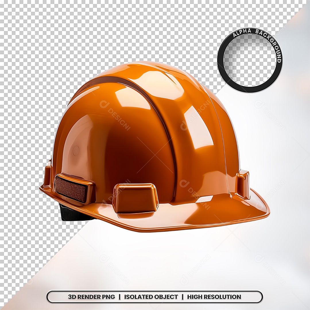 Elemento 3D Capacete de Segurança Laranja Para Composição PSD