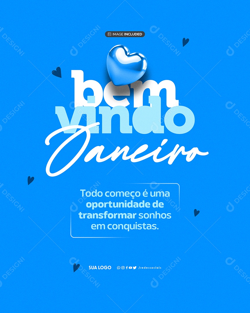 Bem Vindo Janeiro Todo Começo é Uma Oportunidade Social Media PSD Editável