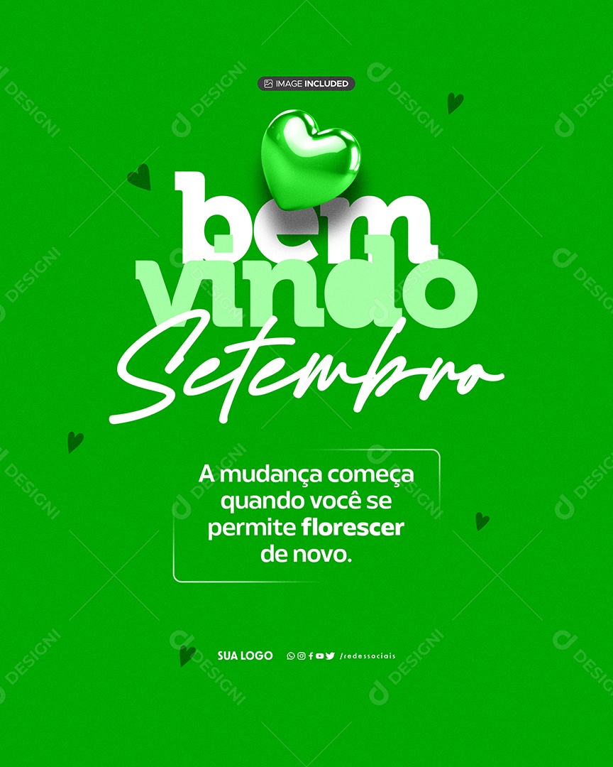 Bem Vindo Setembro Florecer de Novo Social Media PSD Editável