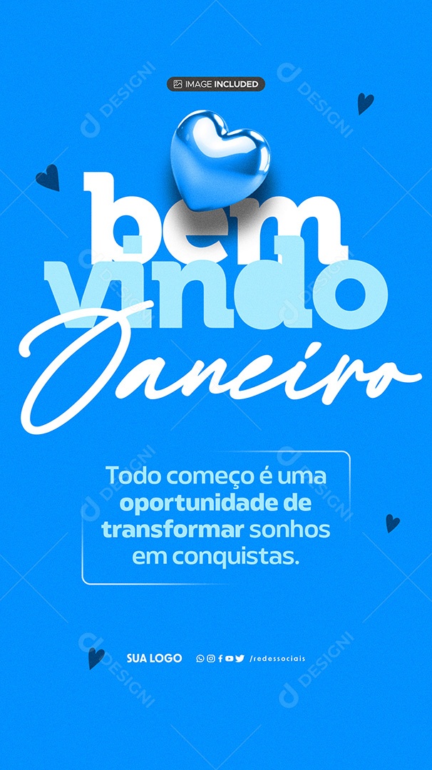 Story Bem Vindo Janeiro Todo Começo é Uma Oportunidade Social Media PSD Editável