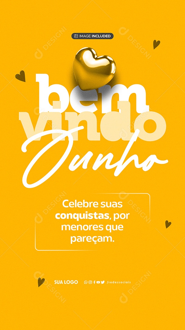 Story Bem Vindo Junho Celebre Suas Conquistas Social Media PSD Editável