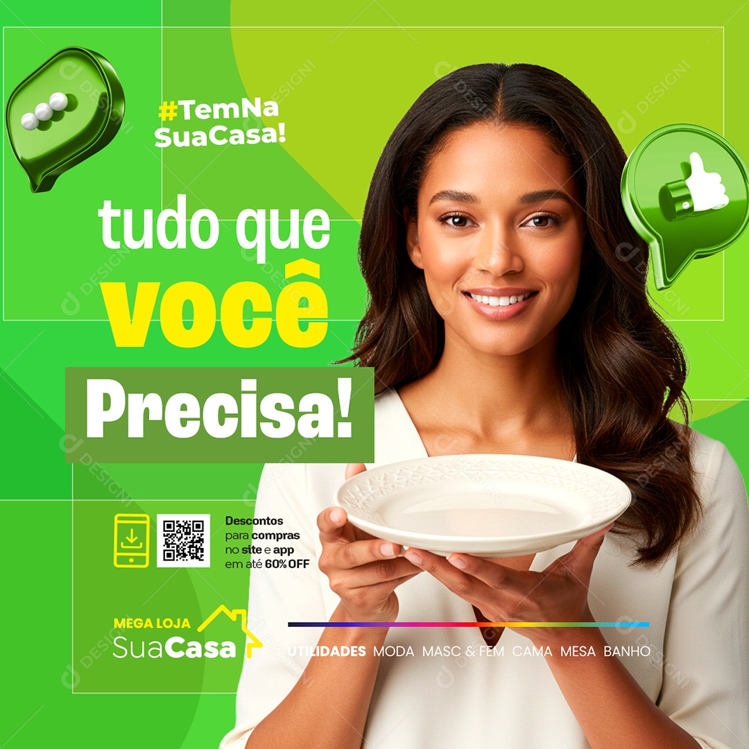 Utilidades Tudo Que Você Precisa Prato Social Media PSD Editável