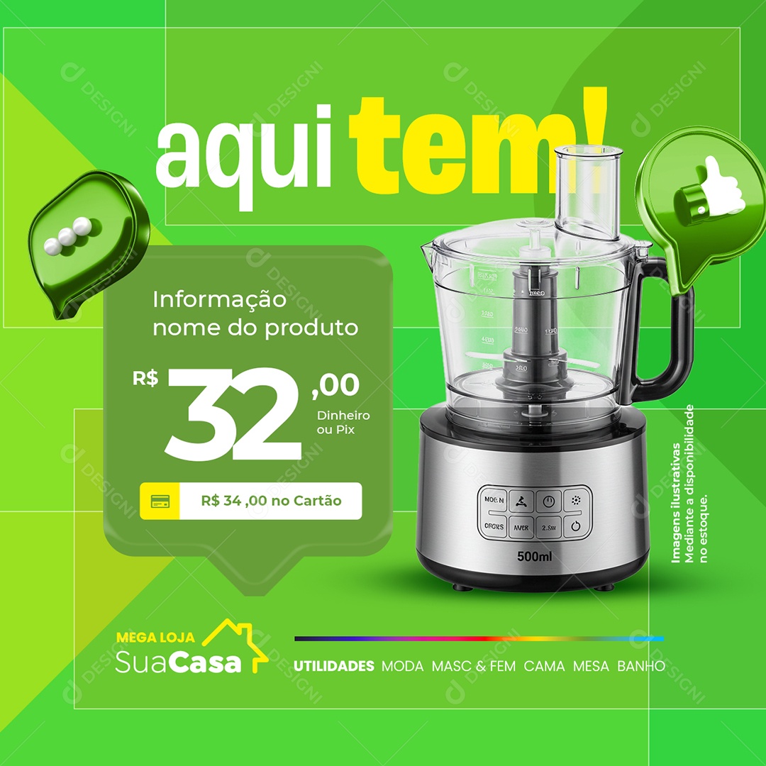 Utilidades Aqui Tem Multiprocessador Social Media PSD Editável