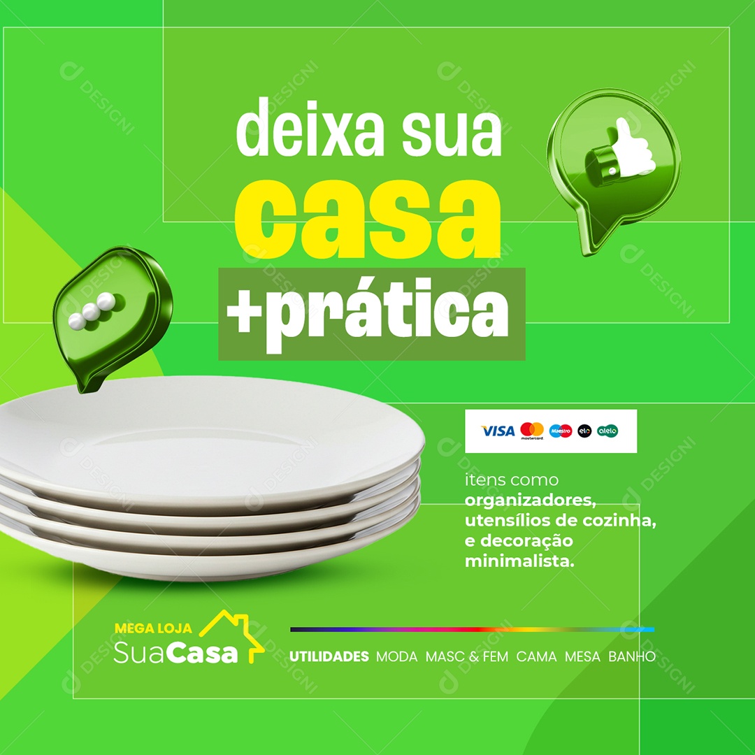 Utilidades Deixa sua Casa Prática Social Media PSD Editável