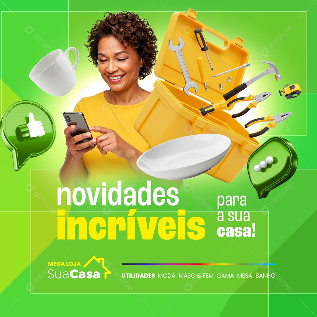 Utilidades Novidades Incríveis para a Sua Casa Social Media PSD Editável