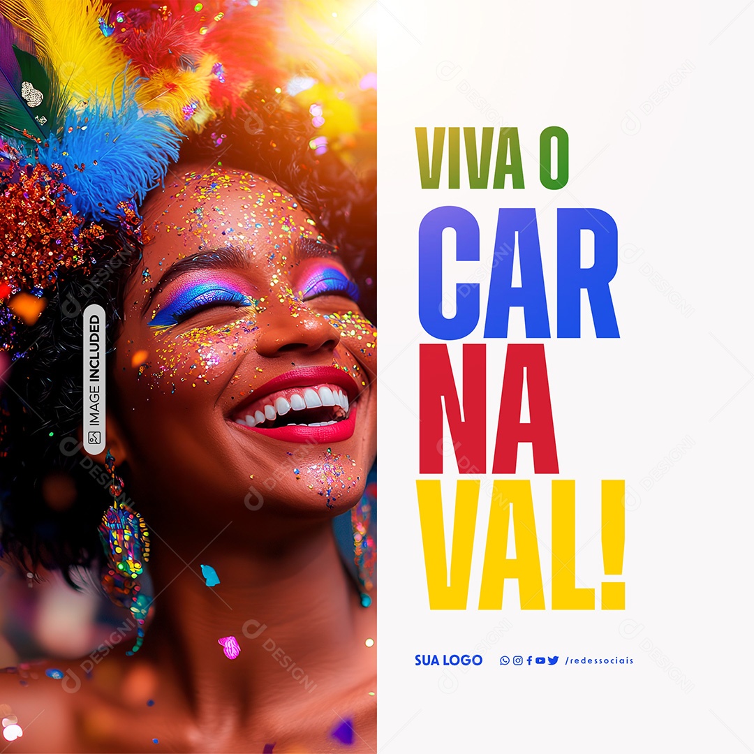 Feliz Carnaval Viva Social Media PSD Editável