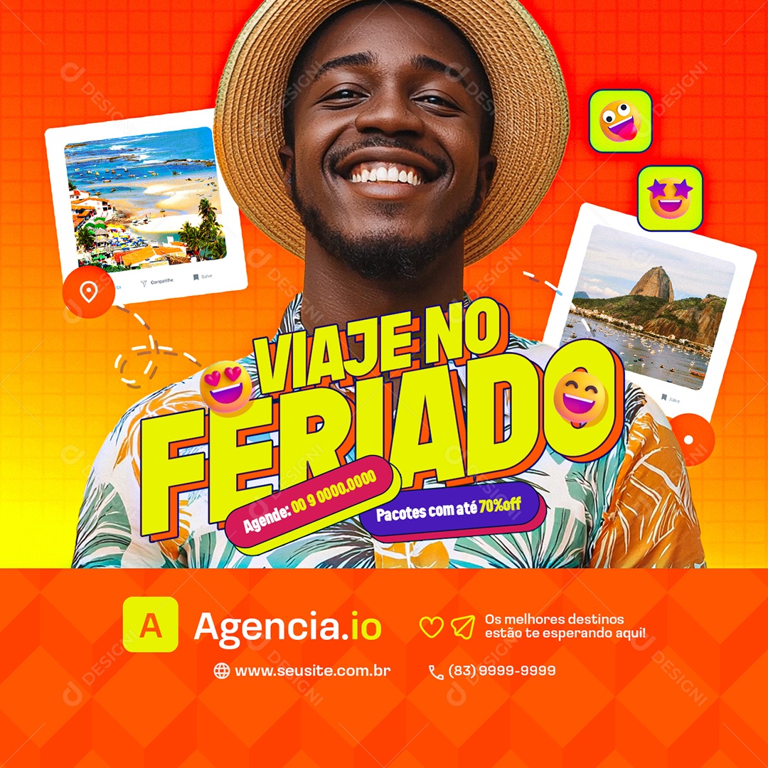 Agência de Viagens Viaje no Feriado Social Media PSD Editável