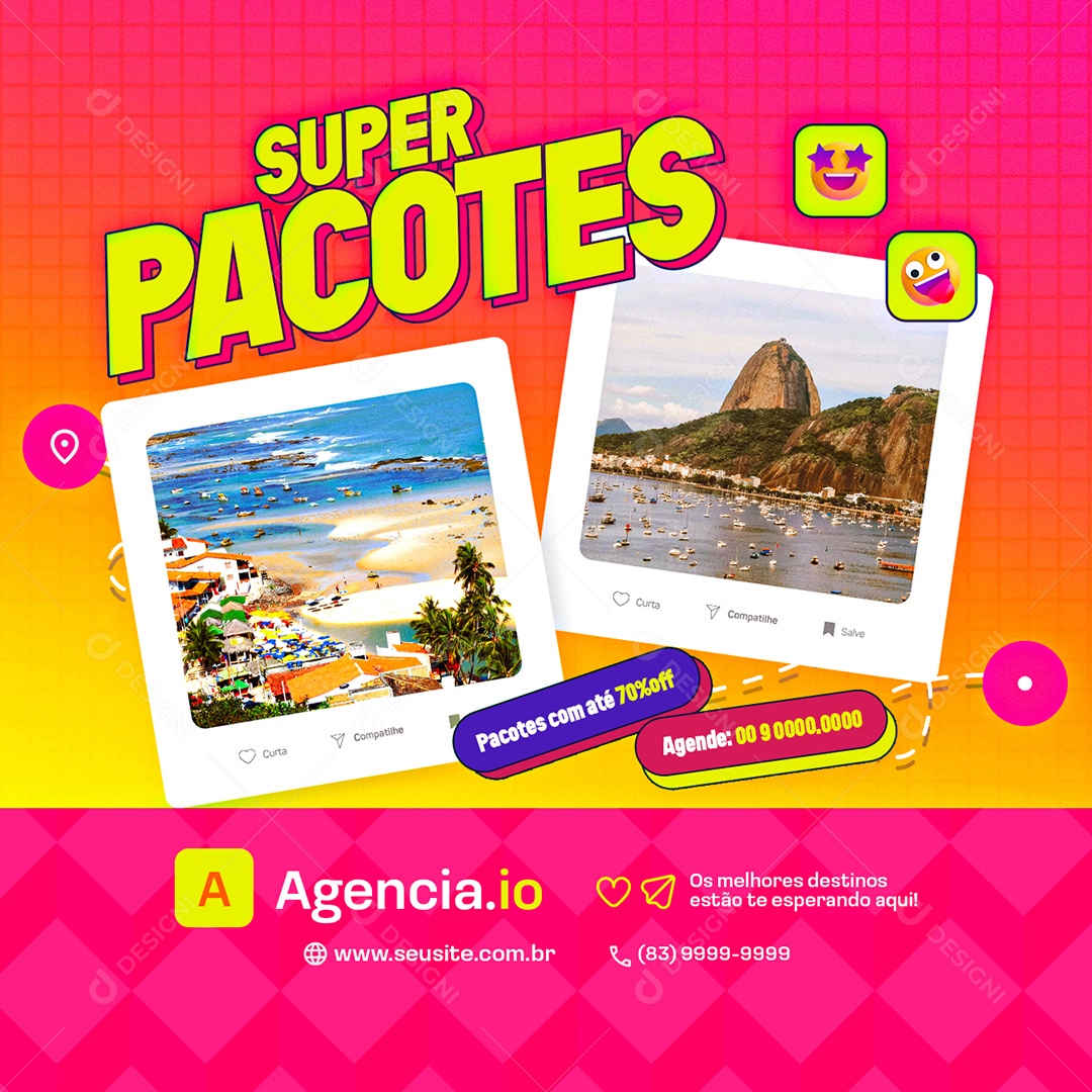 Agência de Viagens Super Pacotes Social Media PSD Editável