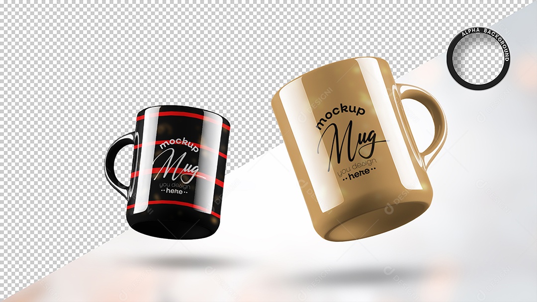 Mockup de Duas Canecas Logo PSD Editável