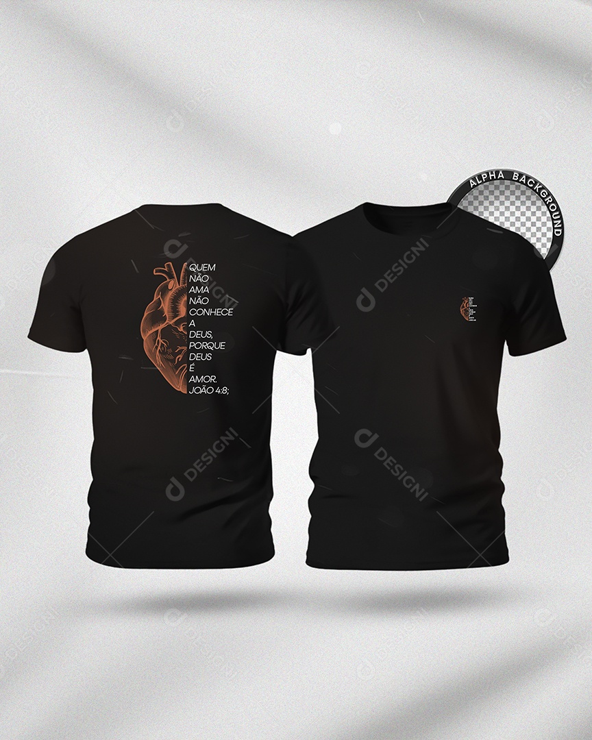 Mockup de Camiseta Preta Frente e Verso PSD Editável