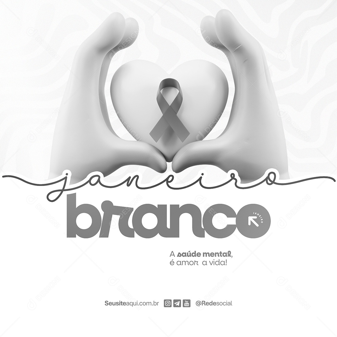 Janeiro Branco Cuide Da Sua Saúde Mental Social Media PSD Editável