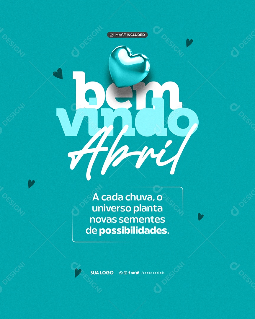 Bem Vindo Abril Novas Possibilidades Social Media PSD Editável