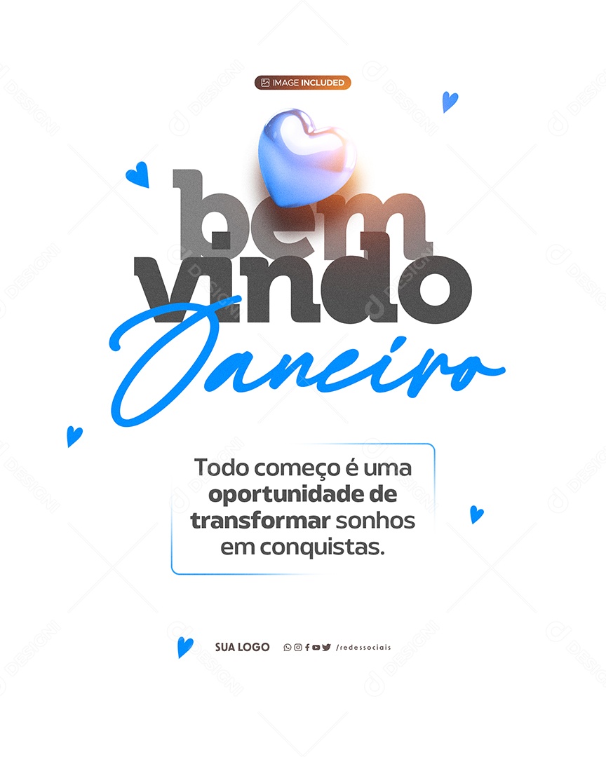Bem Vindo Janeiro Todo Começo é Uma Oportunidade Social Media PSD Editável