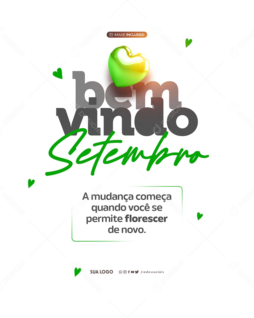 Well Coming September Florecer de Novo Social Media PSD Editable