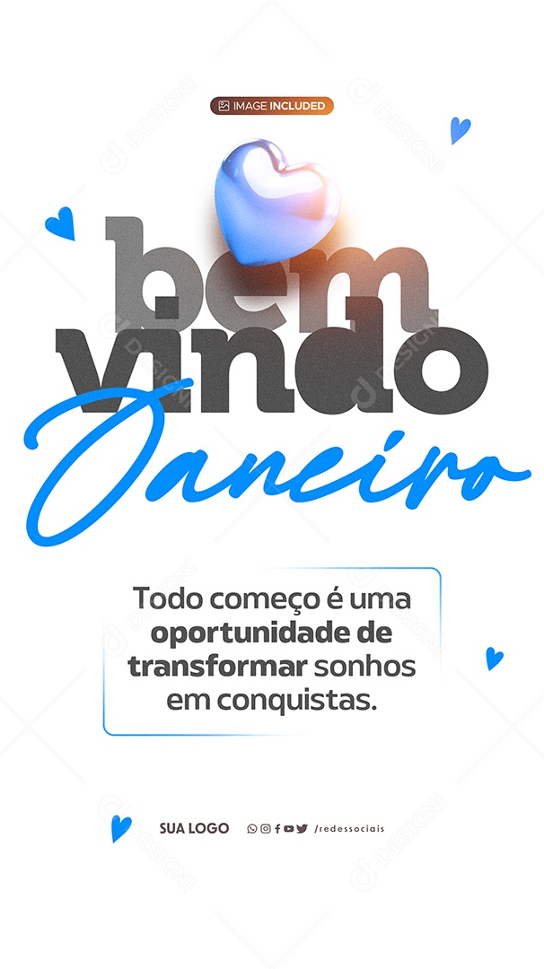 Story Bem Vindo Janeiro Todo Começo é Uma Nova Oportunidade Social Media PSD Editável